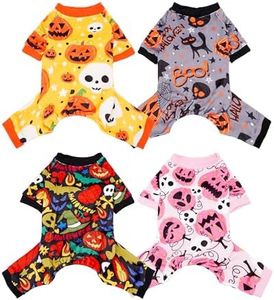 PET SHOW 4 Pack Halloween Fleece Dog Pajamas Warm for Extra Small Dogs by PETSHOW