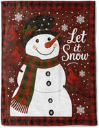 Snowman Christmas Decorative Throw Blanket, Cardinal Buffalo Plaid Scarf Print Decoration, Soft Flannel Winter Blankets for Couch Bed Sofa, Holiday Home Decor, Xmas Festival Gifts 60x80 Inch by AINORI