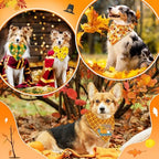 60 Pcs Fall Thanksgiving Dog Bandanas Bulk Adjustable Dog Scarves Pumpkin Turkey Puppy Bandanas Autumn Pet Neckerchief Washable Holiday Bandana for Small Medium Large Dog Pet Grooming Accessories - Image 2