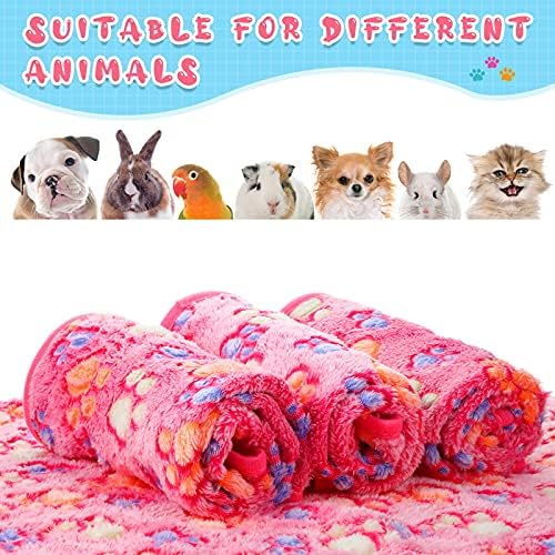 Tatuo 4 Pcs Fleece Dog Blanket for Puppy Cat, Pink, 24 x 16 in, Paw - Image 2