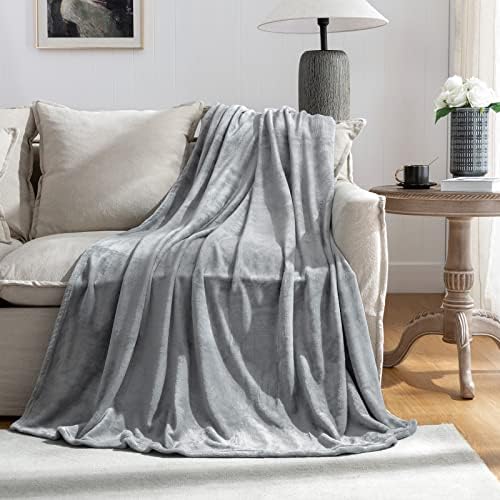 Grey Fleece Plush Throw Blanket 90"x90"for Couch Sofa Fuzzy Cozy Flannel - Image 3