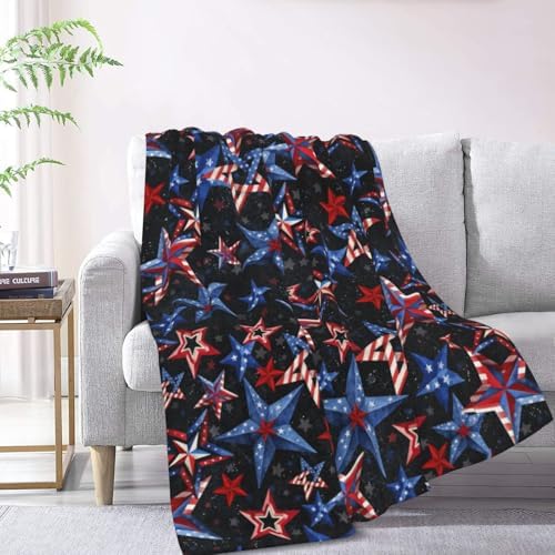 American Patriotic Fuzzy Throw Blanket for Women Men Girls Boys Soft Cozy Fleece Blankets for Bedroom Living Rooms Sofa Couch 60"x50" - Image 2