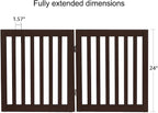 unipaws 24”H Free Standing Pet Gate for Dog Cat, 40”Wide Wooden Dog Gates | Foldable Pet Fence for Doorway, Stairs, Step, Expandable Doggy Barrier, Indoor Use