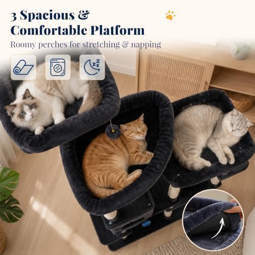 Hey-brother Cat Tree Tower with Stable Extended Base, Big Platform, MPJ078G - Image 5
