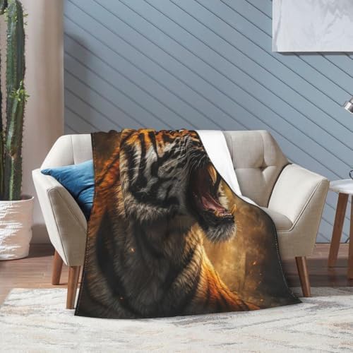 Roaring Tiger Blanket Wildlife Tiger Throw Stuff Gifts 80"x60" - Image 5