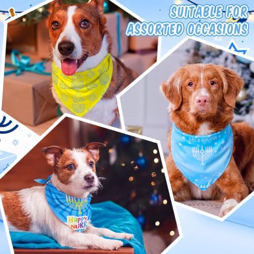 100 Pcs Hanukkah Themed Dog Bandanas Bulk, Pet Costume Accessories - Image 3
