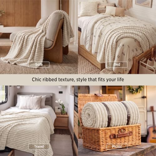 Bedsure Soft Throw Blanket for Couch Decor Gifts Khaki 50"x60" - Image 4