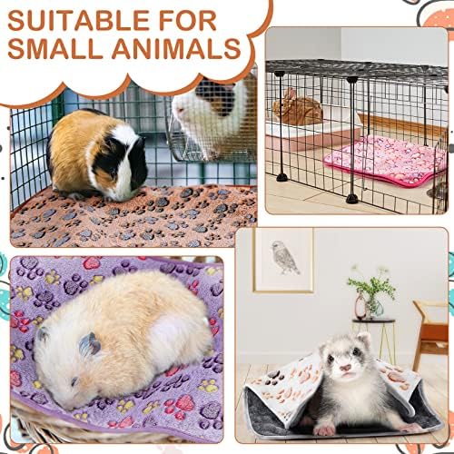 Reginary 4 Pcs Guinea Pig Fleece Cage Liners, Paw Print, 35 x 24 Inch - Image 5