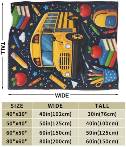 School Bus Blanket Back to School Throw Stuff Gifts 50"x40" - Image 3