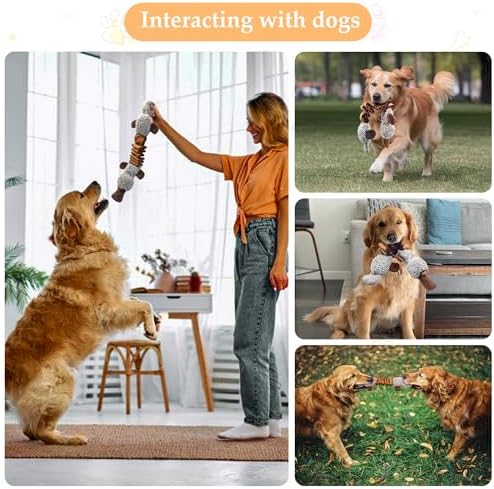 Squeaky Dog Toys, Stuffed Large Dog Toys to Keep Them Busy, Interactive Plush Chew Toys with Crinkle Paper, Tough Pet Animal Toys for Small Medium Large Dogs - Platypus - Image 6