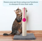 17-Inch Cat Scratching Post - Sisal Rope and Carpet Scratching Pole with Bright Pink Hanging Ball Toy for Adult Cats and Kittens by PETMAKER (Gray) - Image 4