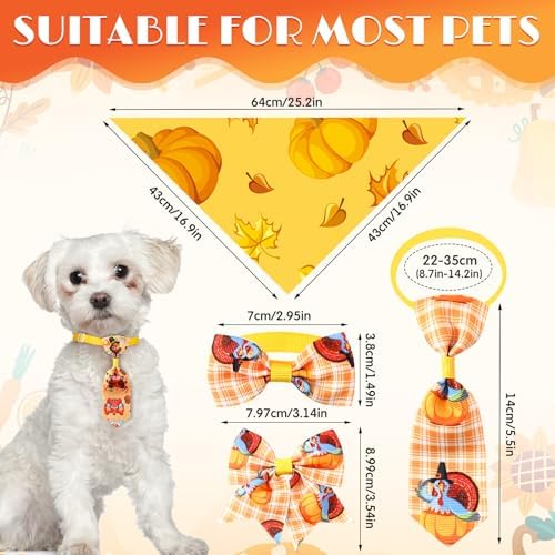 Reginary 120 Pcs Thanksgiving Dog Bandanas Bulk Dog Bows Neckties Set - Image 2