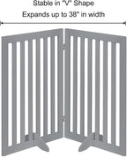 unipaws 36”H Free Standing Pet Gate for Dog Cat, 40”Wide Wooden Dog Gates | Foldable Pet Fence for Doorway, Stairs, Step, Expandable Doggy Barrier, Indoor Use