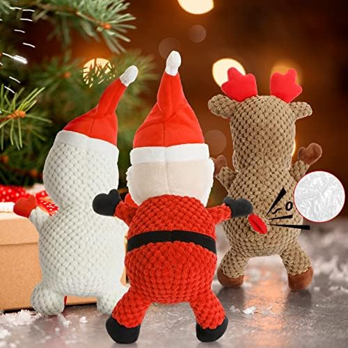 Senneny 3 Pack Dog Christmas Toys Santa,Reindeer and Snowman, Stuffed Squeaky Toys for Dogs Puppy, Plush Dog Toy for Large Medium Small Dogs, Interactive Durable Chew Toys - Image 6