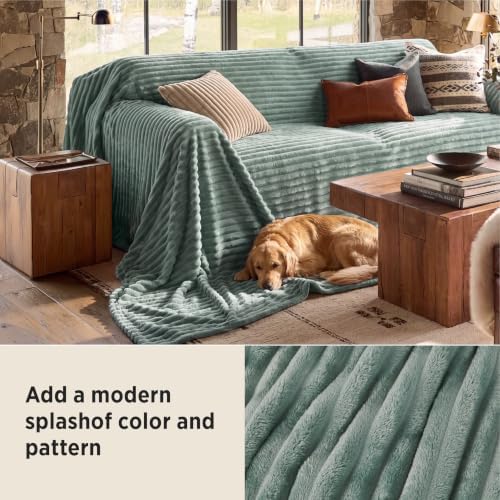 Bedsure Soft Large Fleece Blanket for Bed Sage Green 120"x120" - Image 4