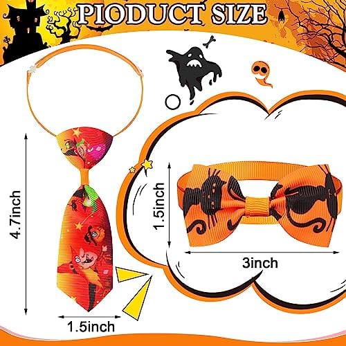 Chunful 150 Pcs Adjustable Halloween Dog Bow Ties & Pet Neckties, Ghost - Image 2
