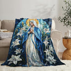 Virgin Mary Blanket for Girls Women Men Adults Soft Cozy Fleece Christian Mother of God Throw Blankets Healing Catholic Gifts Warm Flannel Plush Lightweight Decor for Couch Bed Sofa 60"X50" - Image 4