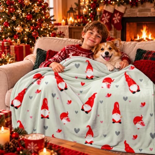 Gnome Love Fleece Throw Blanket,Valentine's Day Flannel Blankets,50"x60" - Image 3