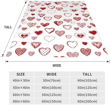 Valentine's Day Red Love Hearts Blanket, Lightweight Anti-Pilling Fleece Blanket, Wedding Anniversary Birthday Gifts for Wife Girlfriend, Soft Throw Blankets for Bed Couch Sofa Chair, 60 x 80 Inch - Image 7