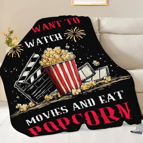 Movie Popcorn Blanket for Girls Women Boys Men Adults Kids Soft Cozy Fleece Theater Film Cinema Throw Blankets Gifts Warm Flannel Plush Lightweight Decor for Couch Bed Sofa 60"X50" - Image 5