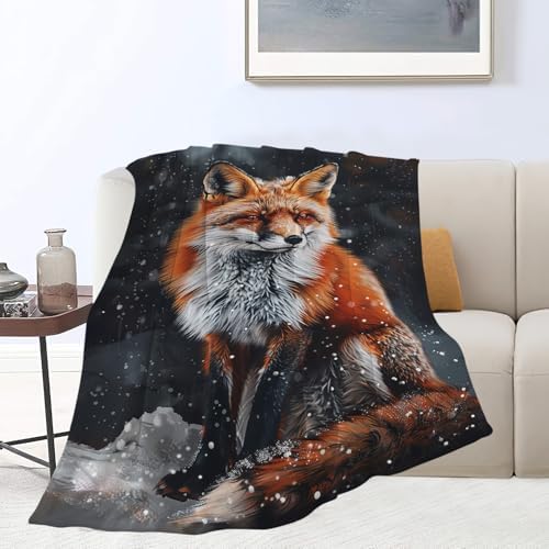 Red Fox Blanket Cute Orange Fox Throw Blanket Gifts for Girls Boys Kids Women Men Adults Super Soft Cozy Plush Fluffy Fuzzy Fleece Blanket Home Decor 40''X50'' - Image 5