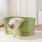 SpaceTime Large Cat Litter Box with High Sides,Cat Boxes for Indoor Cats,Cat Litter Pan for Kitty,Litter Box with Low Entry,Easy to Clean,Anti-Splashing (Yellow)