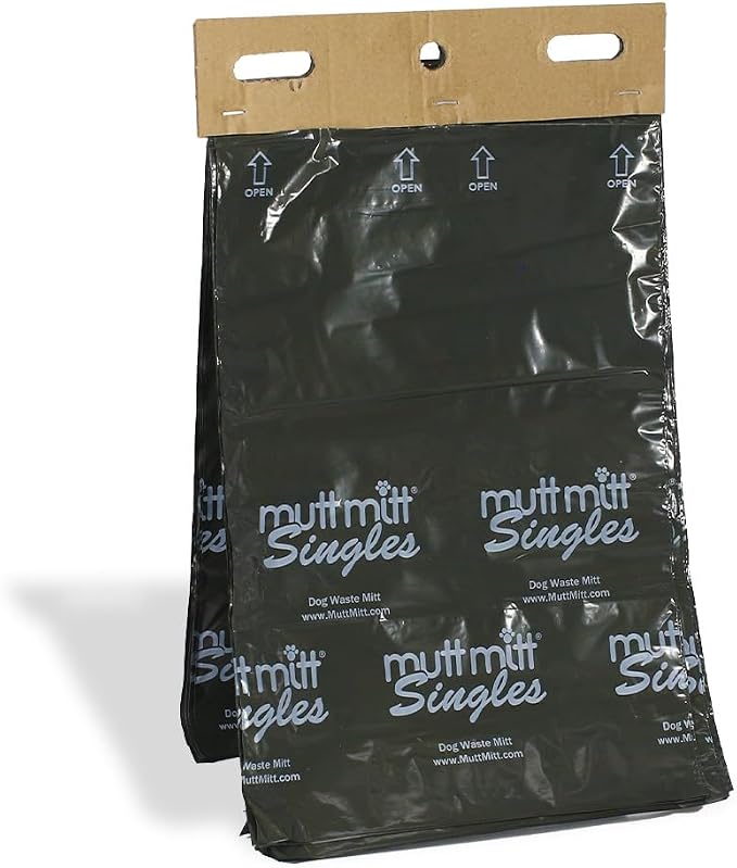 Mutt Mitt® Singles Dog Waste Station Header Bags, 500 Count | Same trusted Mutt Mitt® station bags, 500-count refill on 5 headers, thick gusseted single-ply bags for easy pickup