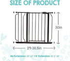Regalo Safety 29"-38.5" Easy Step Baby Gate, Bottom of Stairs & Doorways | Pressure Mounted with Door, For Babies, Toddlers & Pets, Black, Tested & Trusted for 30 Years