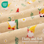 Gnome Spring Fleece Throw Blanket,Yellow Daisy Flannel Blankets,50"x60" - Image 2