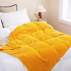 Gold Fleece Throw Blanket 50”×60” for Couch Sofa Livingroom - Image 3