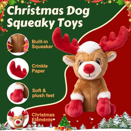 Newget Christmas Squeaky Dog Toys, Plush Dog Chew Toys with Crinkle Paper - Image 2