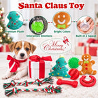 Christmas Dog Toys 9 Pack, Luxury Santa Puppy Chew Toy, Cotton Squeaky Plush Toys for Small Dogs, Durable Interactive Rope Treat Dog Ball and Bones, Rubber Teething Toys for Dogs Gifts - Image 5