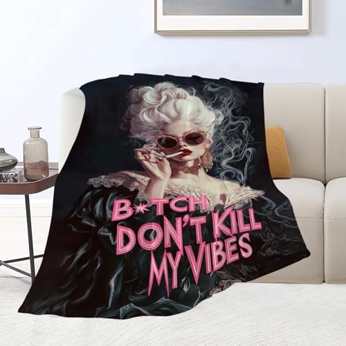 Vintage Woman Blanket Fashion Women Throw Blankets Gifts for Girls Boys Kids Soft Cozy Fleece Plush for Couch Sofa Bed 60"x50" - Image 2