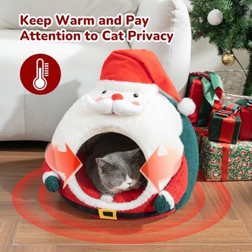 CATISM Christmas Cat Bed - Cute Santa Claus Cat Beds for Indoor Cats - Image 4
