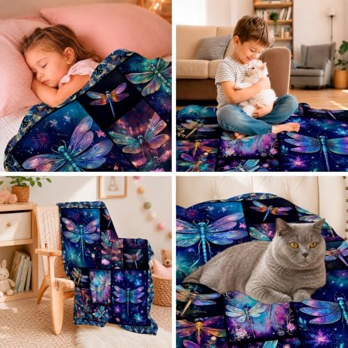 Dragonfly Blanket Dragonfly Throw Blanket Gifts for Women Men Boys Girls Kids Adults Super Soft Cozy Plush Fluffy Fuzzy Fleece Blanket Home Decor 60''X80'' - Image 7