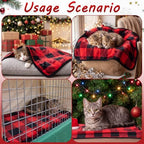 Tatuo 4 Pcs Fleece Dog Blanket for Puppy Cat, Red, 24 x 16 in, Plaid - Image 3