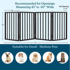 Pet Gate - 4-Panel Indoor Foldable Dog Fence for Stairs, Hallways, or Doorways - 72x24-Inch Wood Freestanding Dog Gates by PETMAKER (Black)