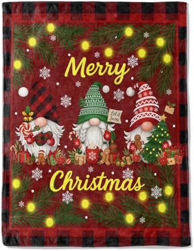 Gnome Christmas Decorative Throw Blanket, Gingerbread Tree Snowflake Print Decoration, Soft Flannel Winter Blankets for Couch Bed Sofa, Holiday Home Decor, Xmas Festival Gifts 50x60 Inch by AINORI