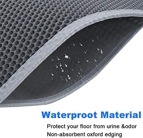 Bulkniu Cat Litter Mat, 24"x30", Waterproof, Durable & Easy to Clean, Grey | Urine-Proof, Non-Slip, Premium Durable EVA, Soft on Paws, Double-Layer Honeycomb Traps Litter, Odor-Free & Safe