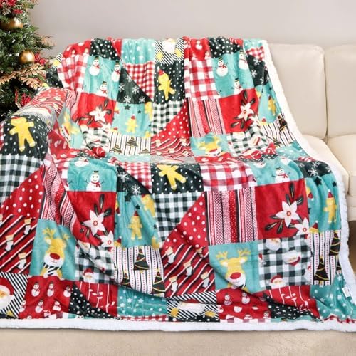 Gogreen Christmas Sherpa Fleece Twin Blanket for Couch Bed Sofa Adults -Soft and Warm Blanket for Winter, Thick and Fuzzy Throw Blanket (Twin - 60" x 80") - Q by GOGREEN