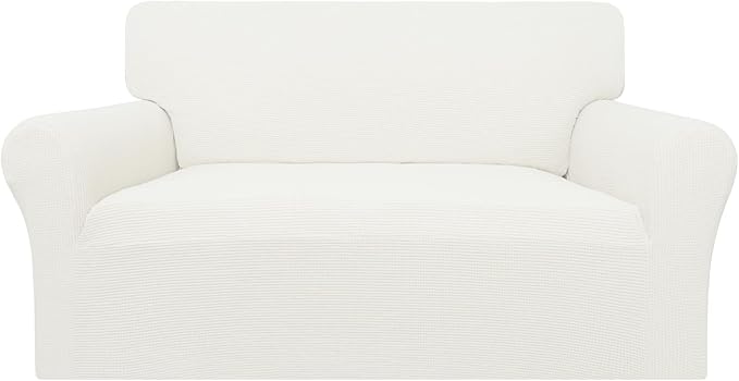 Easy-Going 100% Waterproof Oversized Loveseat Cover, Couch Cover for Sofa | Dual Waterproof Sofa Cover, Stretch Jacquard Sofa Slipcover, Leakproof Furniture Protector for Kids Pets Dog, Cream