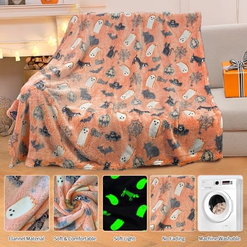 COMFAR Cute Halloween Blankets for Kids, for Kids/Teens/Women/Men, Halloween Blankets and Throws for Adults, Spooky Blanket for Boy/Girls, Fall Throw Blanket for Couch 40"x 60" - Image 5
