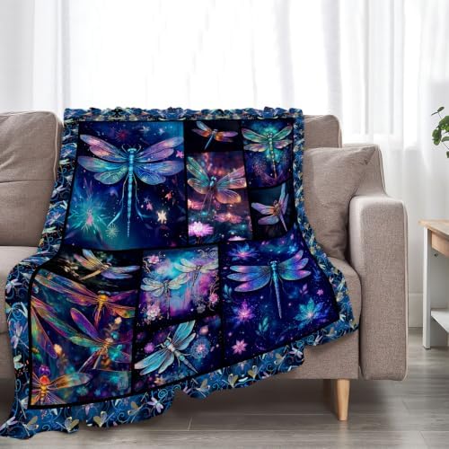 Dragonfly Blanket Dragonfly Throw Blanket Gifts for Women Men Boys Girls Kids Adults Super Soft Cozy Plush Fluffy Fuzzy Fleece Blanket Home Decor 60''X80'' - Image 2
