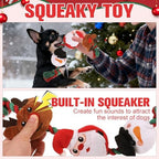 EXPAWLORER Christmas Dog Squeaky Toy - Interactive Doggie Rope Toy with Squeaker, Tug of War Pull Rope Teeth Cleaning, Tough Cotton Chew Toys for Small Medium Dogs Puppies Deer+Santa Claus+Snowman - Image 3