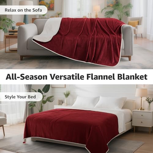 LOOBANI Waterproof Dog Blanket for Couch, Soft Couch Cover 50" x 60", Red - Image 6