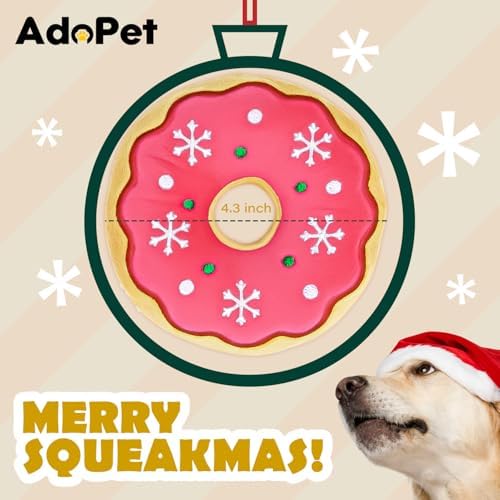 Christmas Squeaky Dog Toy Collection – Holiday Plush Chew Toys for Small & Medium Dogs (Christmas Donut Pack (2 PCS) - Image 2