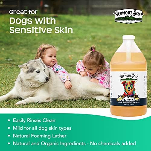 VERMONT SOAP Organic Pet Shampoo, Original Citrus Natural Dog Shampoo, 64oz | Original Citrus scent, organic olive oil, coconut & aloe vera, gentle cleansing, sensitive skin, USDA certified, dog shampoo