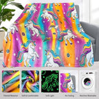 Unicorn Glow in The Dark Blankets for Girls, Kids Blankets for Baby/Toddler, Unicorns Gifts for Girls Age 1-12, Soft Fleece Blanket 50"x 60" - Image 5