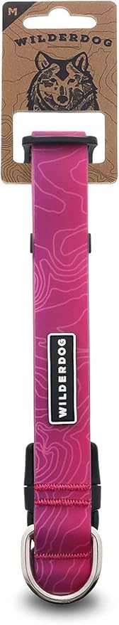 Wilderdog Waterproof Dog Collar - Repels Water & Dirt - Medium 13in -18in - Plum