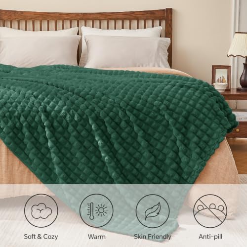 BEDELITE Emerald Green Fleece Twin Throw Blanket for Bed, 60x80 Inch - Image 6